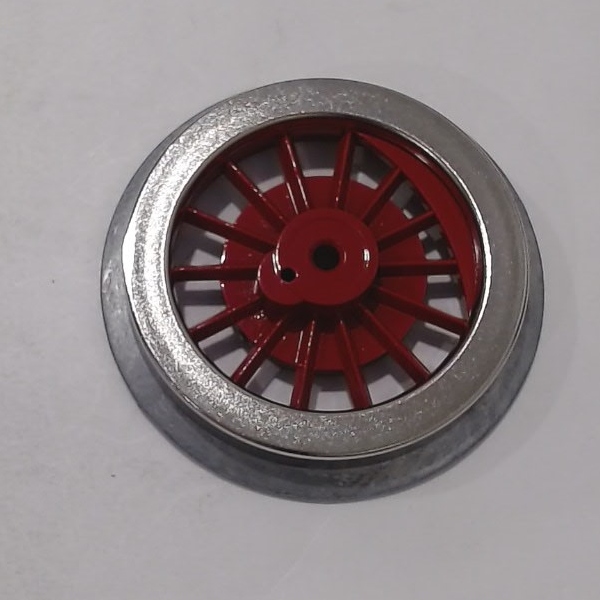 WHEEL / CAST / RED SPOKES / W/O GEAR BOSS / SMALL HOLE / 4-40 / STEAM / STANDARD GAUGE BILD-A-LOCO & PROTODRIVE