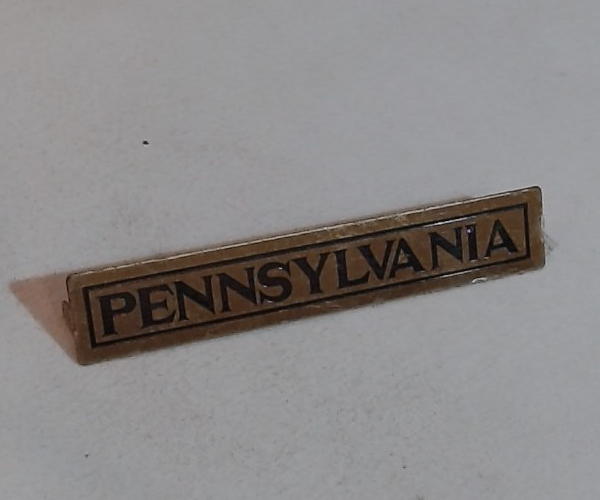 NAME PLATE / BRASS W/BLACK LETTERS / PENNSYLVANIA / 384 / 385 / 390 / 392